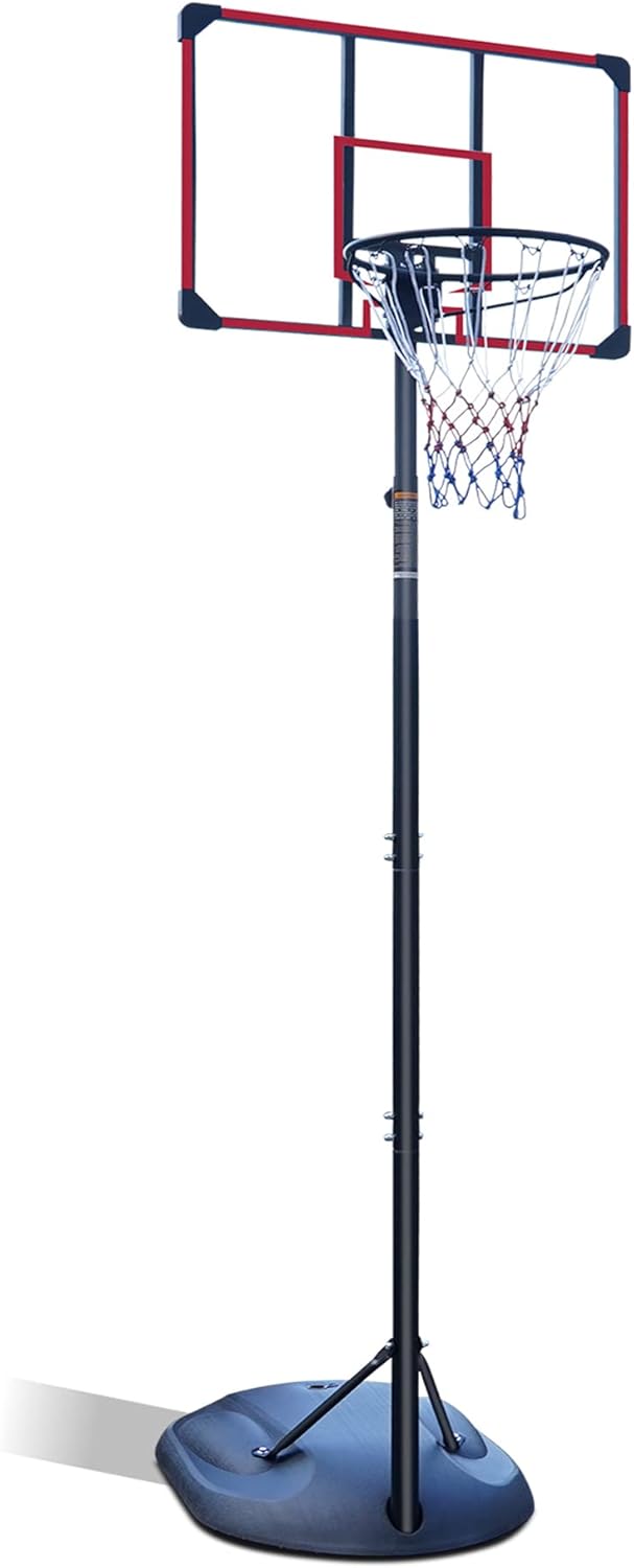 HaoKang Portable Basketball Hoop Ajustable Height 7.5-9.2ft Free Standing Basketball Goals with Background Wheels System Indoor Outdoor, Black-red : Sports & Outdoors