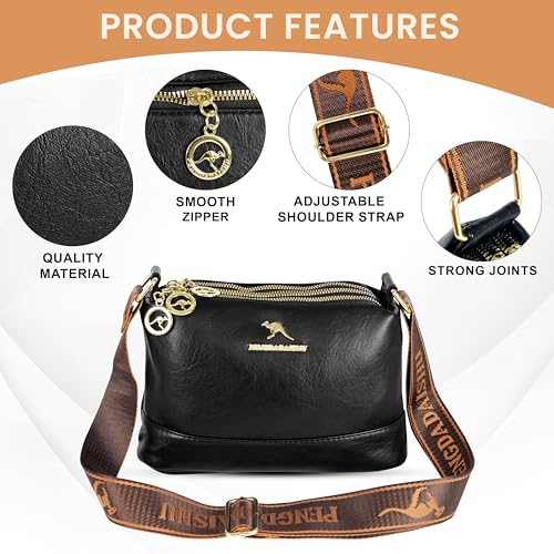Image of Storite PU Leather Sling Bag, Crossbody Bag with Multi-Compartment for Women and Girls With Adjustable Shoulder Strap -(25x16x9 cm)