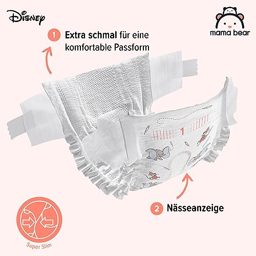 Amazon-Marke: Mama Bear Disney Ultra Dry Windeln Größe 1 (2-5 kg) - MONATSBOX, Weiß, 96 Stück (2 Packungen mit 48)