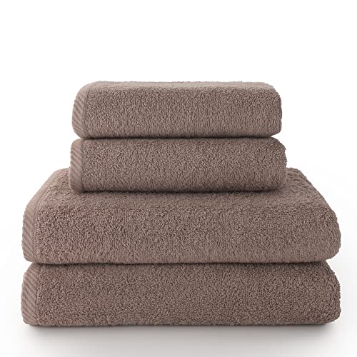 Top Towels - Plus - Large bath towels - Bath towels - 2 hand towels or sink + 2 shower towels - 100% cotton - Vison