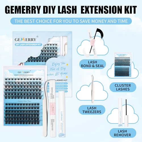 image for DIY Eyelash Extension Kit GEMERRY Lash Clusters Kit with 144 PCS Lash 