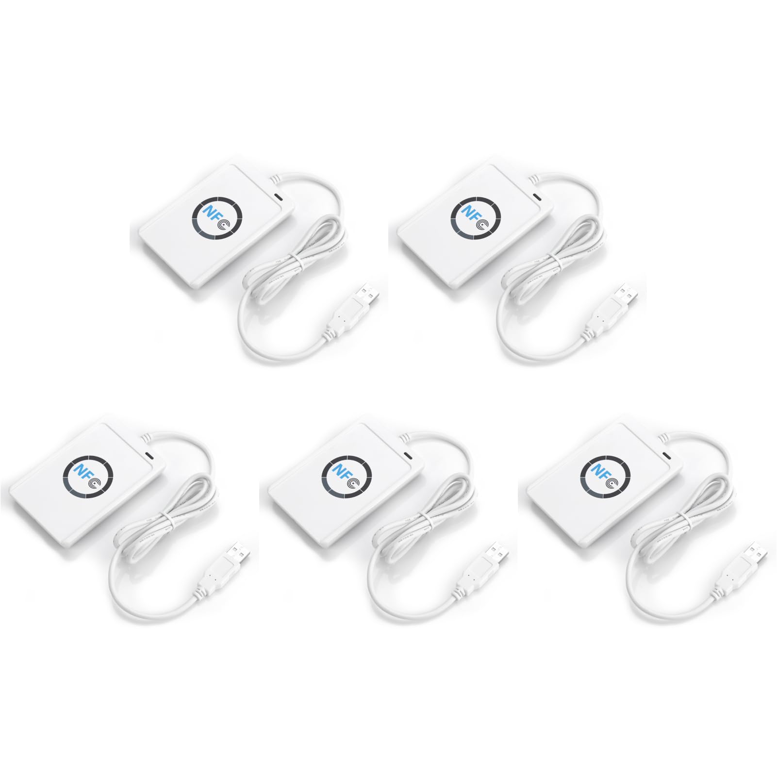 5PCS NFC RFID Reader Writer ACR122U, Hochgeschwindigkeits-CCID PC / SC Kontaktlose IC-Karte für ISO 14443A / B, 13,56 MHz mit Antenne, 5 IC-Karten Im Lieferumfang Enthalten