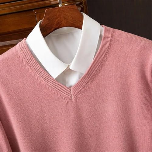Men's Long Sleeve Wool Sweater Classic Solid Color V-Neck Warm Pullover Sweater2