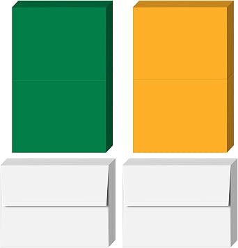 2026 Blank Christmas Cards 25 Green and 25 Gold 5" x 7" Cards, 50 White Envelopes - Great for Xmas, Holiday and New Year Greetings, Invitations, Thank You, Announcements, Thinking of You - 50 Sets