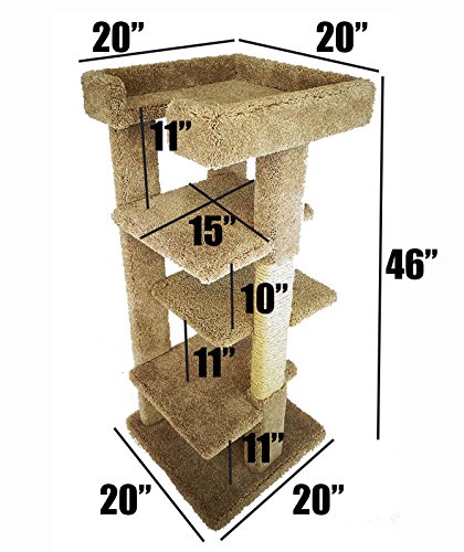 Large Cat Tree Tower With Cat Scratching Posts And 4 Cat Perches By New Cat Condos #TOP1