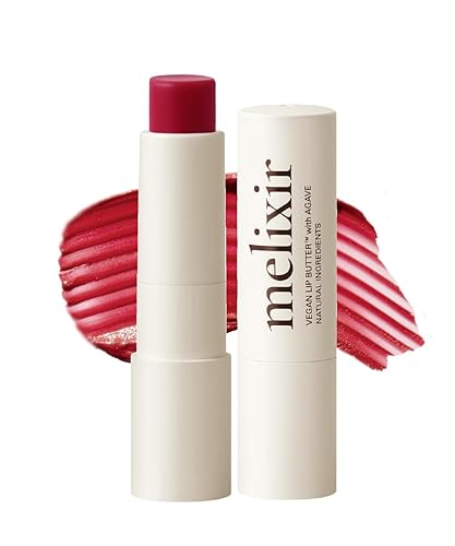 Melixir Mantequilla de labios vegana #15 rosa sucio (tintada) (+17 colores más) 0.13 onzas, sin abejas, sin petrolato, lápiz labial vegano de
