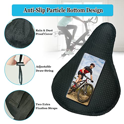 Geronmine Gel Bike Seat Cover Padded Bicycle Saddle Covers For Women & Men, Most Comfortable Exercise Bike Seat Cushion Cover, Soft For Spin Indoor Outdoor Cycling Class Mountain Stationary Bikes #TOP4