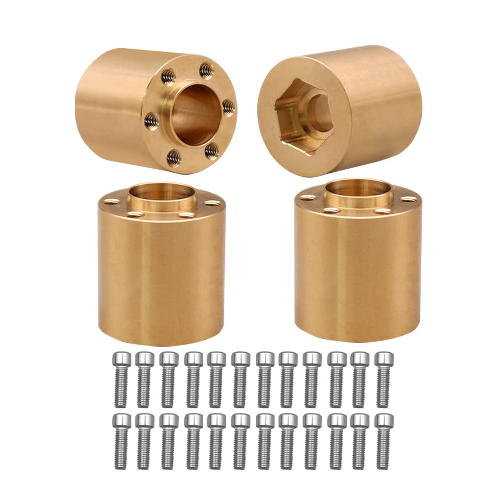 Brass Weights 12mm Wheel Hex Hub Adapters, 1.9 2.2 Beadlock Wheel Rim Adapter for 1/10 RC Crawler Axial SCX10 TRX4, Pack of 4 (22mm)
