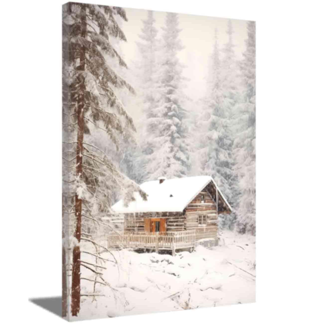 LMYSXAOZ Winter Canvas Print Wall Art White in Snow Forest Nature Picture Landscape Painting Barn Scenery Poster Living Room Decor (Gray,16.00" x 24.00")