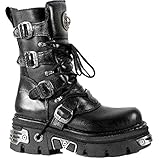 New Rock NEWROCK M.373-S4 Metallic Boots Black Leather Goth Biker Emo Fashion 8