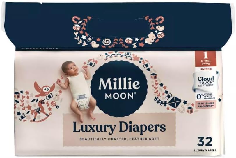 Milli Moon Luxury Disposable Diapers ((Size,1-32,ct))
