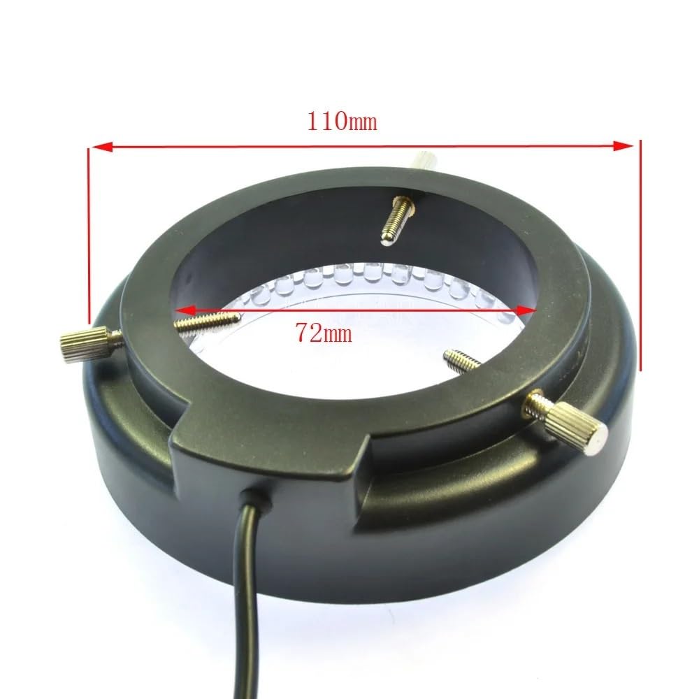 Microscope Ring Light - Source lumineuse de la caméra industrielle LED Microscope lumineux d'anneau illumination 72 Perles de lampes luminosité réglable Diamètre intérieur 72 mm Accessoires pour micro
