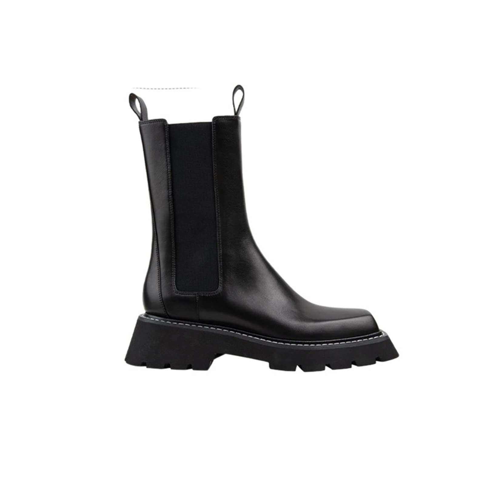 Bottines à bout carré tricotées pour femme avec plateforme rétro