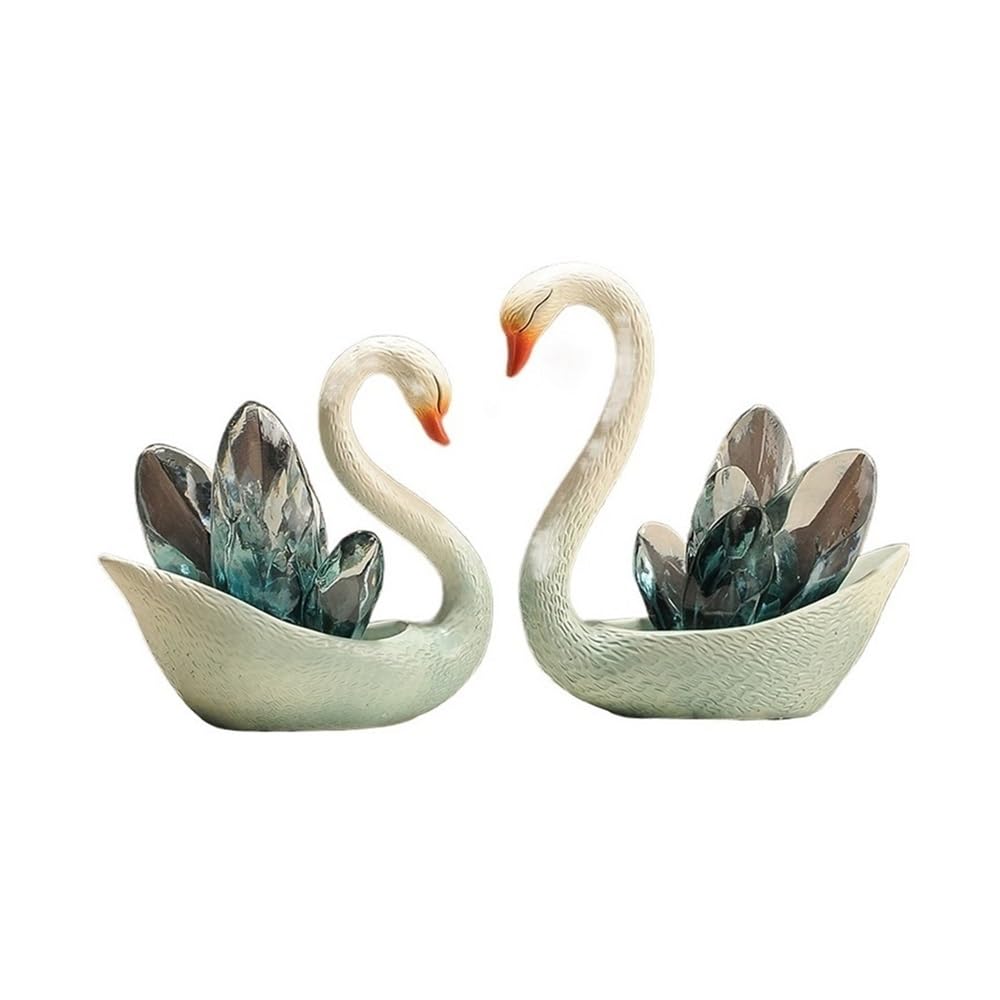 zhuyanbo007 Desk Statue, A Pair Of Swan Ornaments Modern Light Luxury Entrance Home Decoration Art Sculpture(Blue)