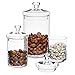 MyGift Glass Apothecary Jar Set with Clear Lid - Decorative Kitchen and Bath Storage Canisters, Wedding Centerpiece Jars, Candy Buffet with Lids