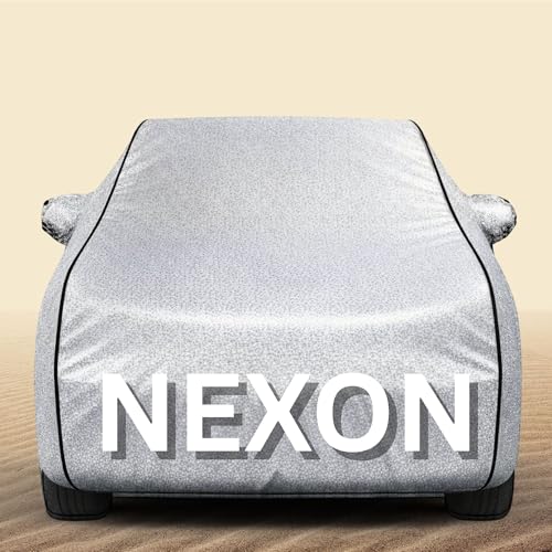 Image of 100% Waterproof Nexon Car Cover Heavy Duty - Premium Polyester Car Body Cover, All Weather Outdoor Protection, UV Resistant, Dustproof, Windproof, Heat Resistant, Scratch Resistant (Silver)