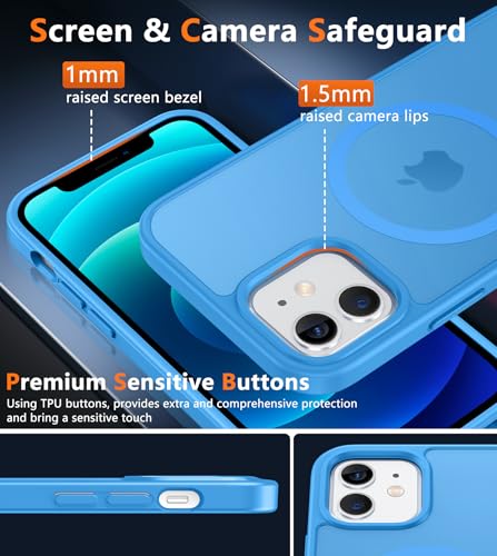 Image of FNTCASE for iPhone 12 Phone Case: for iPhone 12 Pro Magnetic Matte Textured Military Grade Drop Protection Translucent Cell Cover - Slim Durable Shockproof Protective Bumper
