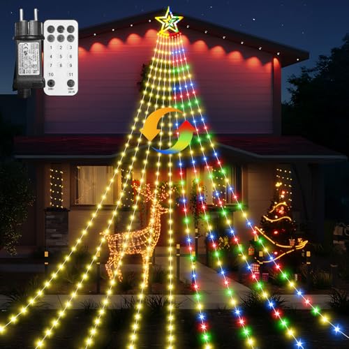 Weihnachtsbeleuchtung Außen Stern, 350 LED 9 Girlanden Led...
