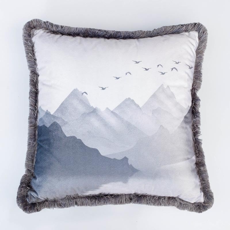 Coussin en velours blanc et gris 45 x 45 déco salon et chambre moderne