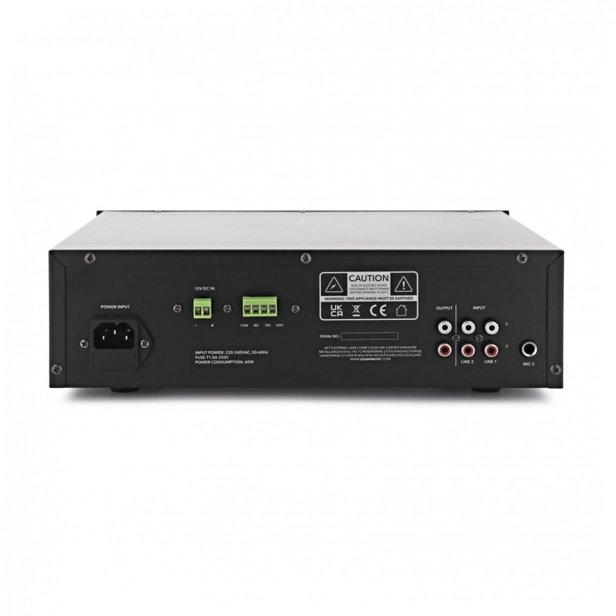 Subzero Amplificador de audio estéreo de 100 V con Bluetooth y USB, 30 W | Control remoto para ajuste de distancia, 30W RMS fiable para locales pequeños-medianos, salida de línea 100V