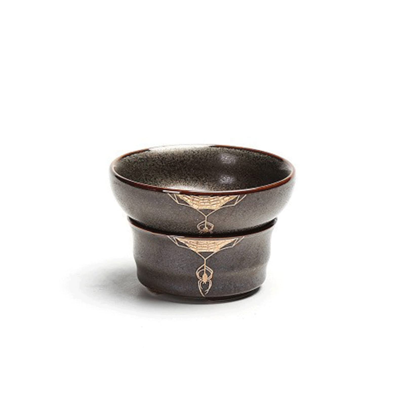 Colador de té de cerámica con filtro de té, accesorios de traza dorado, filtro de fugas de té, divisor de té (marrón1)