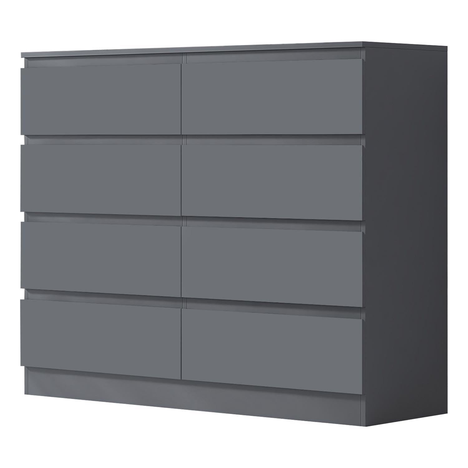FWStyle Matt Grey XL 8 Drawer Chest.Modern Bedroom Furniture Chest of Drawers, W110 x H99 x D40cm