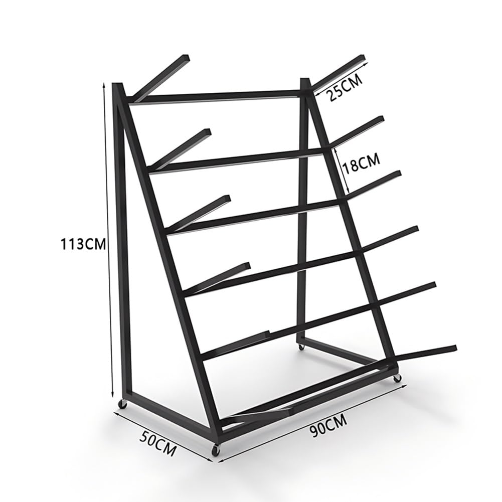 Generisch Freistehendes Snowboard- und Ski-Aufbewahrungsregal aus Metall – Garagen-Organizer für das Heim-Fitnessstudio, verstellbare 4/5/6 Ebenen, platzsparendes Design (920 x 50 x 113 cm)