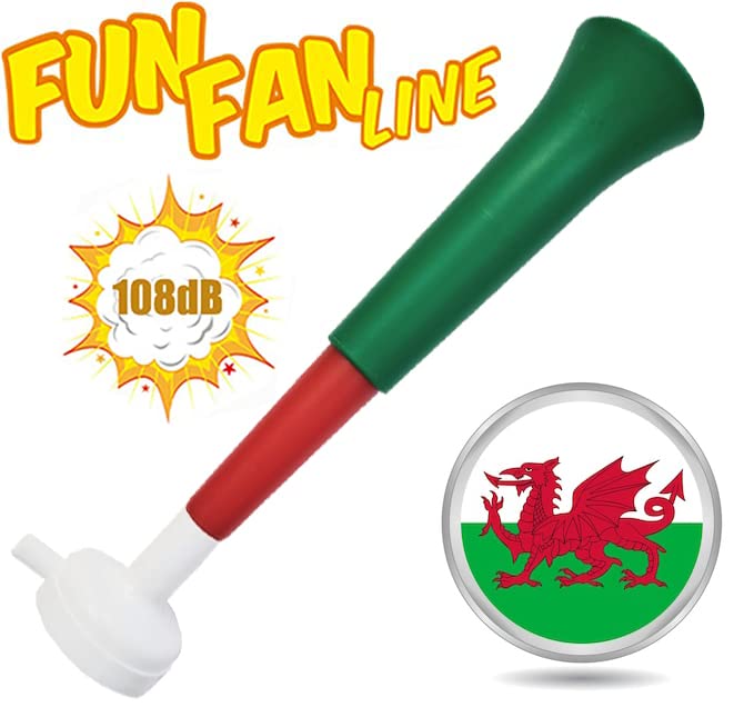 FUN FAN LINE - Pack 3 Three-Body Vuvuzela Trumpets, Wales - Image 2