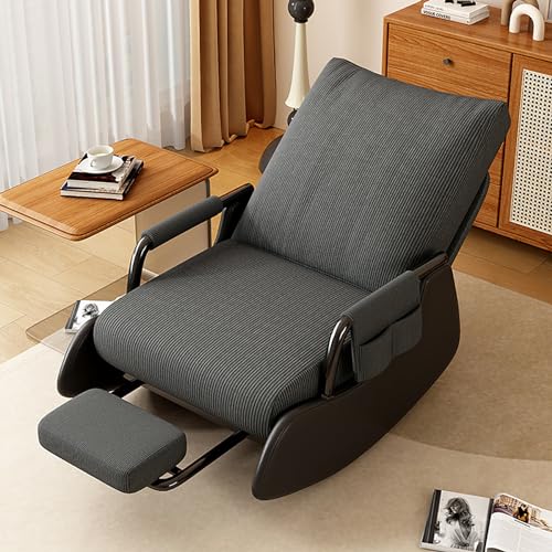 Consejos para Comprar Sillones de lactancia los mejores 5. 41 GZHENMZ Mecedora de Lactancia, sillón Cama, sillones para Sala de Estar con reposapiés Plegable, Base de Madera y Bolsillo Lateral, cómoda Mecedora para Sala de Estar y...