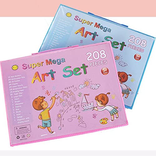 Ycauty Kit de Dibujo para Niños, Juego de Pintura Artística de 208 Uds., Seguro, Lavable, Respetuoso con el Medio Ambiente, Material, Color, Cantidad