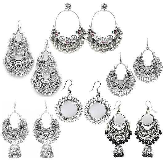JMBW International Stylish And Antique Multi-Handmade Oxidized Peacock And Chandbali Earring Combo Of 6 With Silver Beads For Womens And Girls. (B0DFTNFTKF) Amazon Price History, Amazon Price Tracker
