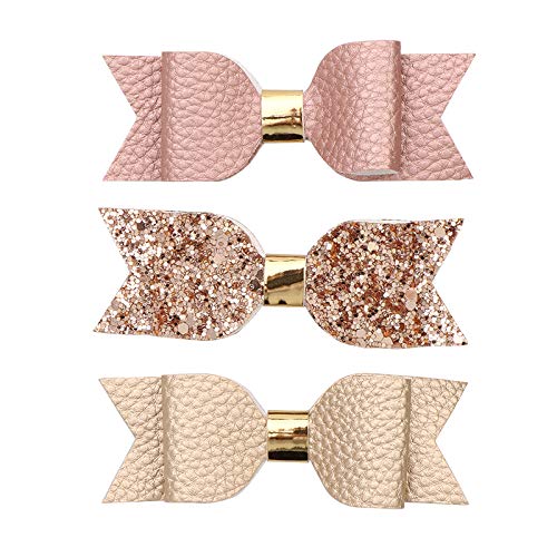 3 PCS Baby Girls Glitter Hair Bows, Princess Hair Clips Hair Barrettes, Accessory for Girls Toddlers Kids Teens