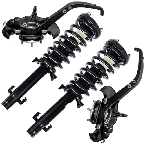 Image of Detroit Axle - Front 4pc Steering Knuckles Kit for 08-12 Honda Accord, 2 Steering Knuckles & Wheel Bearing Hubs 2 Struts w /Coil Spring 2008 2009 2010 2011 2012 Replacement Suspension