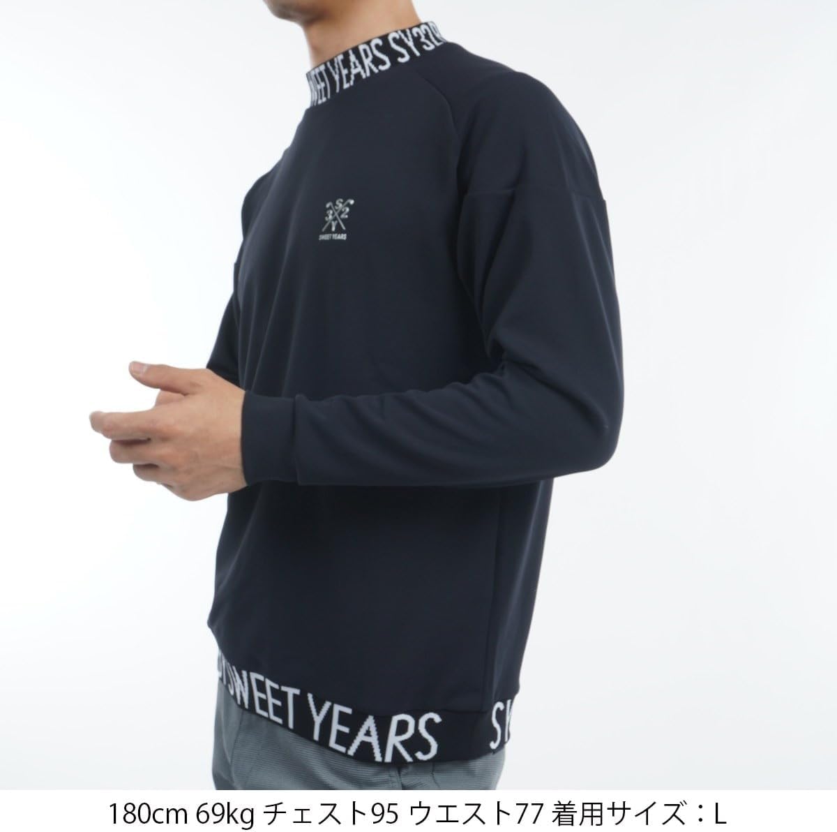 エスワイサーティトゥ 長袖ハイネックシャツ 白×黒 ビッグロゴ