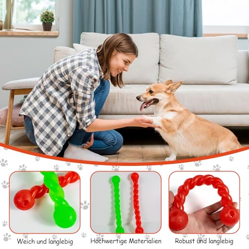2 Stück Hundespielzeug für Zähne, Hundespielzeug Gummi, Kauknochen Welpen, Kauspielzeug Hund Gummispirale für Hunde Interaktiv Kleine, Mittelgroße und Große Hunde, Für Zahnfleisch assieren,18cm+28cm