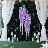 Fezaphy 3 PACK 18FT Wisteria Artificial Flower Garlands Purple Wisteria Hanging Flower Vine Faux Wisteria Garland Silk Wisteria Flower Arch for Wedding Arch Party Ceremony Wall Backdrop Decoration - Image 7
