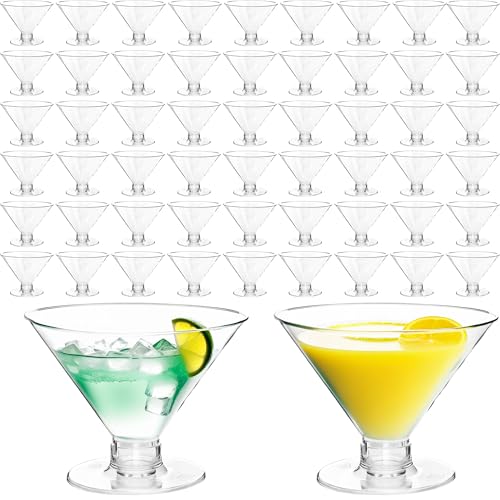 Drayear 75 Pcs Mini Plastic Martini Glasses 5 oz Plastic Short Cocktail Glasses Reusable Small Martini Cups for Birthday Wedding Parties Wine Dessert Ice Cream Puddings