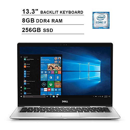 2020 Newest Dell Inspiron 13 7370 13.3 Inch FHD 1080p Laptop (Intel 4-Core i7-8550U up to 4.0 GHz, 8GB DDR4 RAM, 256GB SSD, Intel UHD 620, Backlit KB, WiFi, Bluetooth, HDMI, Windows 10) (Renewed)
