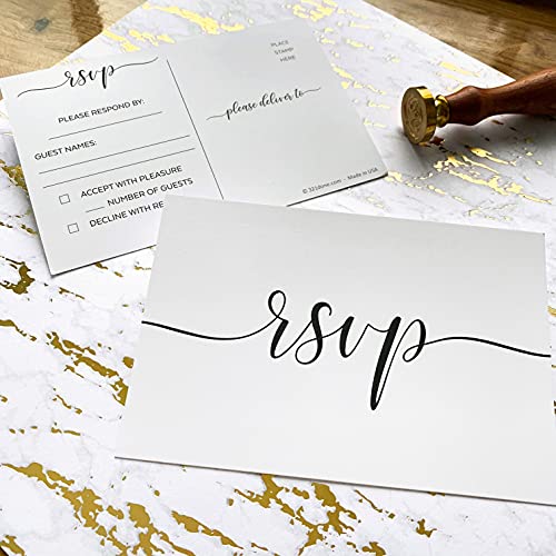 321Done RSVP Cartas postais Elegante Script, Branco, (Blank) Number of Guests, Standard (4