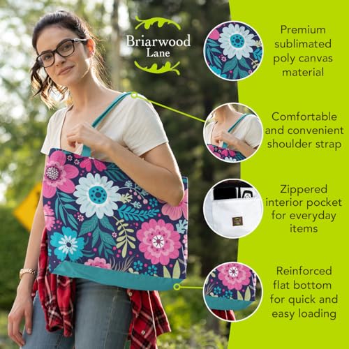 Briarwood Lane Bright Floral Spring Canvas Tote Bag 14.5" x 15"