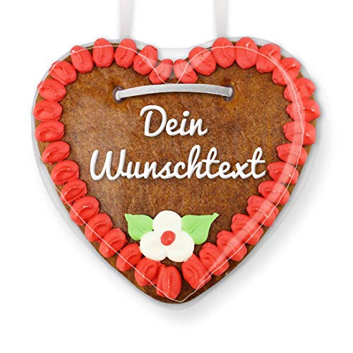Lebkuchenherz individuell mit Wunschtext - Farbe: Rot - zum selbst Beschriften mit Liebesbotschaft, 15cm Lebkuchenherz individuell mit Wunschtext - Farbe: Rot - zum selbst Beschriften mit Liebesbotschaft, 15cm