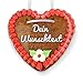 Lebkuchenherz individuell mit Wunschtext - Farbe: Rot - zum selbst Beschriften mit Liebesbotschaft, 15cm