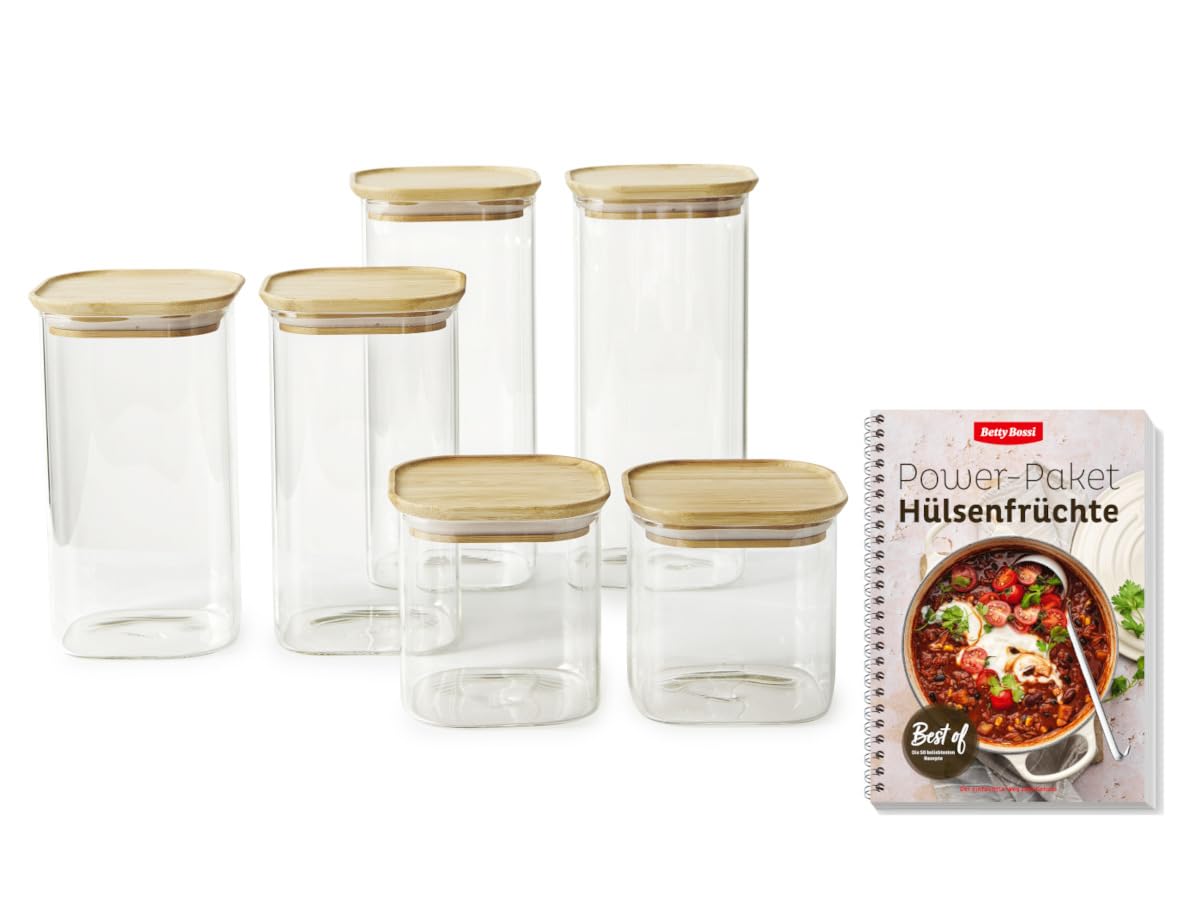Betty Bossi - Power-Paket: Hülsenfrüchte Kochbuch + 6 Vorratsdosen – Rezepte & Aufbewahrung für gesunde Ernährung, Meal Prep & vegane Küche