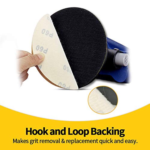 SPEEDWOX 50 Pcs 6 Inches Sanding Discs 60 Grit Dustless Hook and Loop Sandpaper for Random Orbital Sander Yellow Finishing Discs for Automotive Woodworking - Image 4