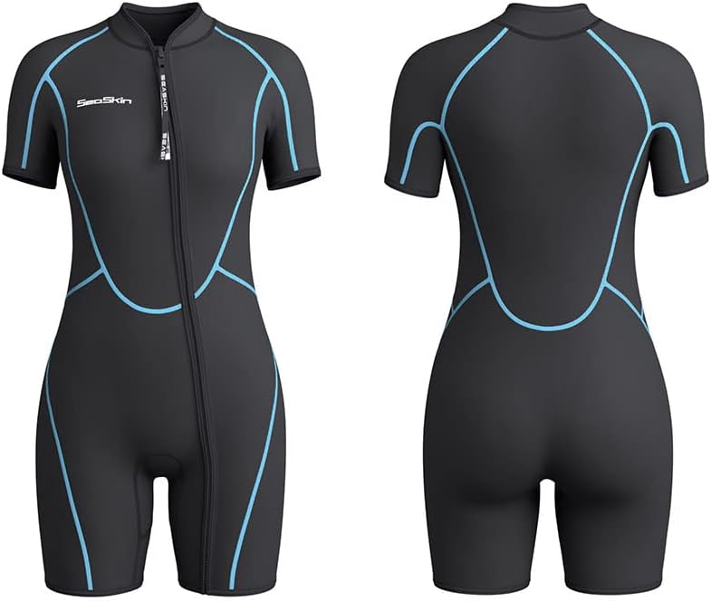 Mens 3mm Shorty Wetsuit Womens, Full Body Diving Suit Front Zip Wetsuit for Diving Snorkeling Kayaking Swimming