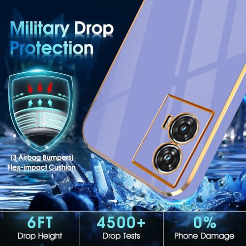 Image of AESTMO Back Case Cover for Moto Edge 50 Fusion 5G Back Cover | Gold Electroplating Chrome | Raised Edges | Super Soft-Touch | Bumper Back Case for Moto Edge 50 Fusion 5G (Gold & Blue)