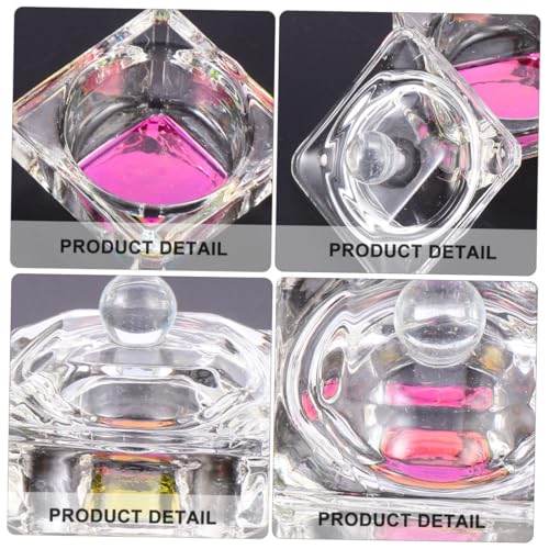 Beaupretty 2pcs Copa de Cristal para Uñas con Tapa miniatura 3