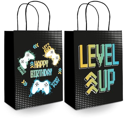 Folat 24971 Videospiel Party Zubehör Geschenktüten - Level Up - 20 x 27...