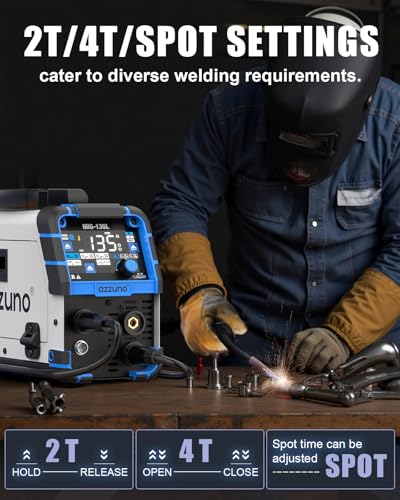 AZZUNO MIG Welder 135Amp 110V, 3 in 1 Gasless Flux Core MIG Welder/Lift TIG/Stick Welding Machine, Wire Feed Welder with Synergic Control - Image 4