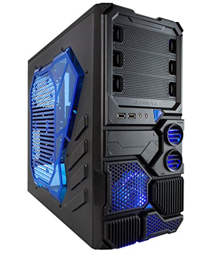 Apevia X-SNIPER2-BL ATX Mid Tower Gaming Case with Large Blue Side Window, 1